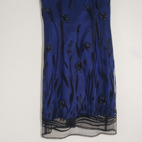 Vintage Virgo II Cocktail Dress Womens 6 Blue Velvet Burnout Sheer Goth Fairy - Picture 5 of 16